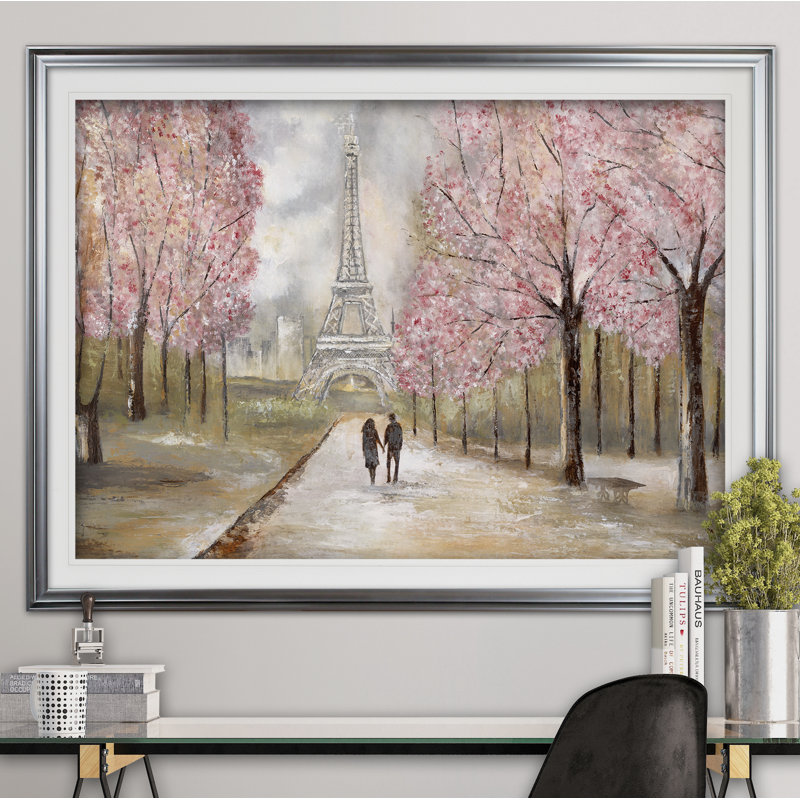Paris Stroll - reproduction d'art encadrée, Argent, H 24 po x l 32 po x P 1,5 po