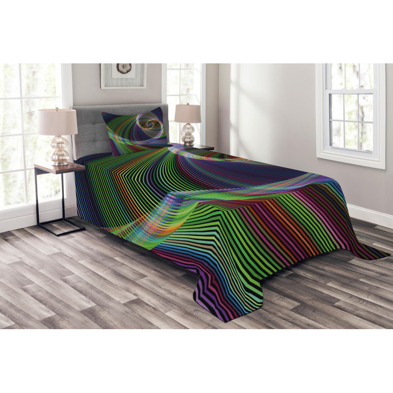 Modern & Contemporary Polyester Abstract Coverlet, Queen Coverlet + 2 Shams