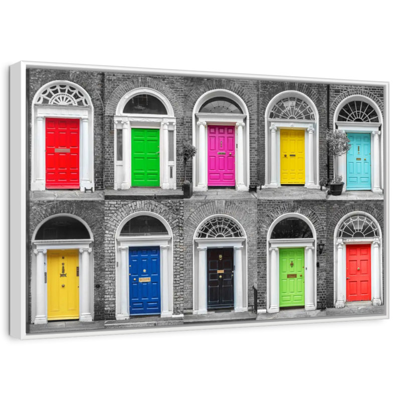 Dublin Door Colours, Floating Frame White, 13" X 9"