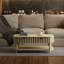 Table basse moderne en bois massif avec tiroirs cachés et tablette de rangement - Finition blanchie, conception cannelée, table basse de salon-225255390