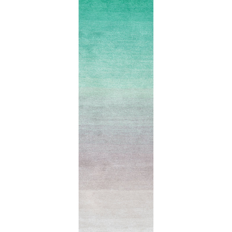 Thomason Handmade Ombre Turquoise Shag Area Rug, Runner 2'6" x 8'