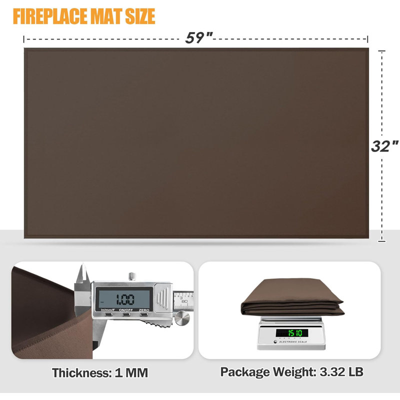 Hearth Rugs For Fireplaces Fire Resistant, Fireproof Fireplace Mat Hearth Rug, Hearth Pads For Wood Stove Fireplace Indoor Outdoor, Protect Floors Carpets From Sparks Embers