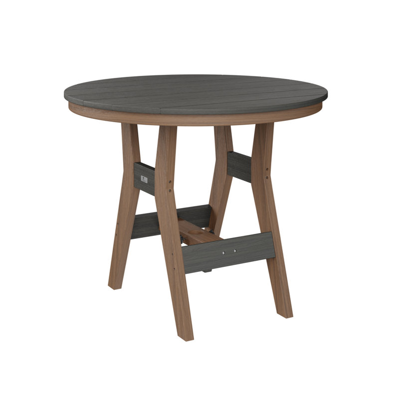 Table ronde à hauteur de comptoir de 38 po Berlin Gardens Harbor, Acajou antique, Gris côtier