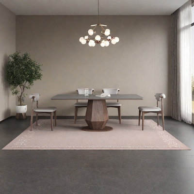 Ensemble de table de salle à manger en pierre frittée grise