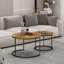 Ensemble de 2 tables basses gigognes, table basse ronde de 27,6 pouces avec finition en bois industriel avec structure en métal robuste, tables d'appoint de table de bout pour le salon, la chambre et le balcon-134284389-134284391