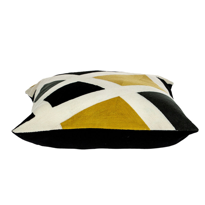 Coussin décoratif en coton 20 po noir et jaune