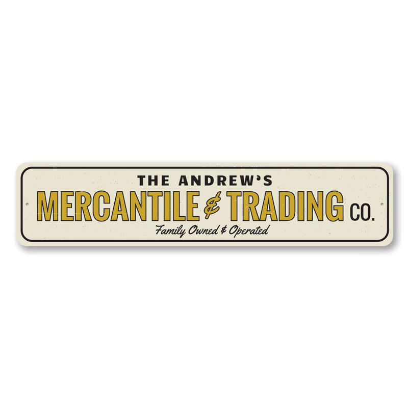 Enseigne en aluminium Mercantile & Trading Co, H 4 po x l 18 po x P 0,04 po