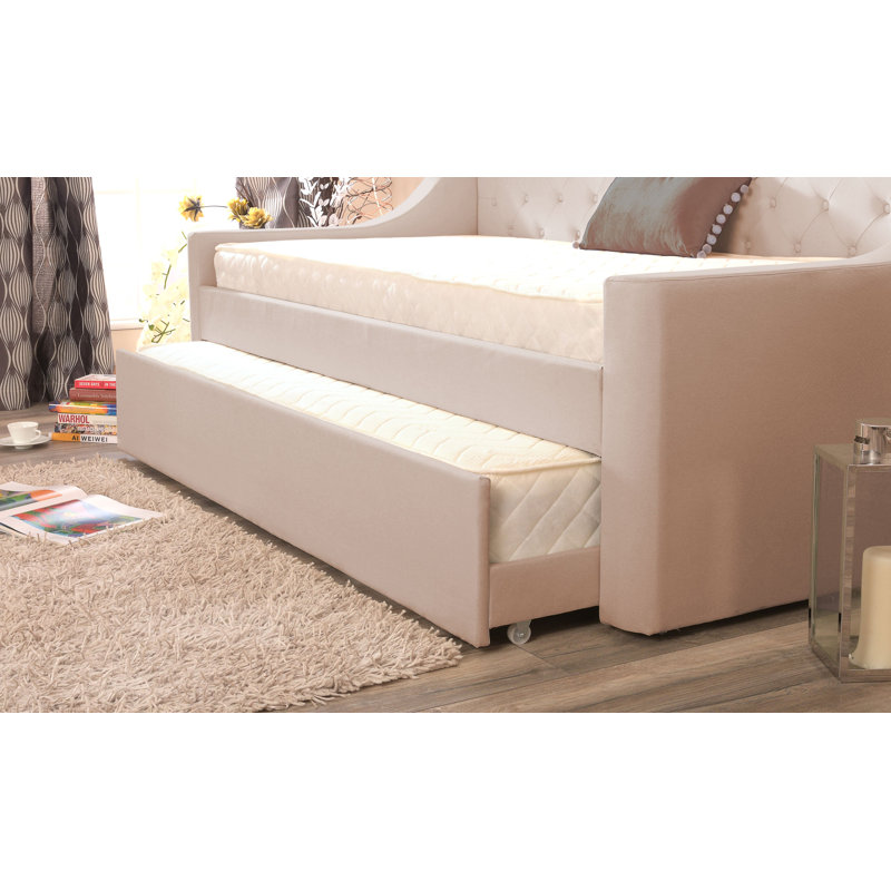 Upholstered Daybed with Trundle, Mocha