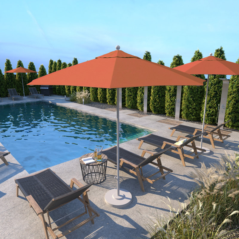 Parasol de marché octogonal 9 pi Willa, Toile Sunbrella® Melon, Matted White