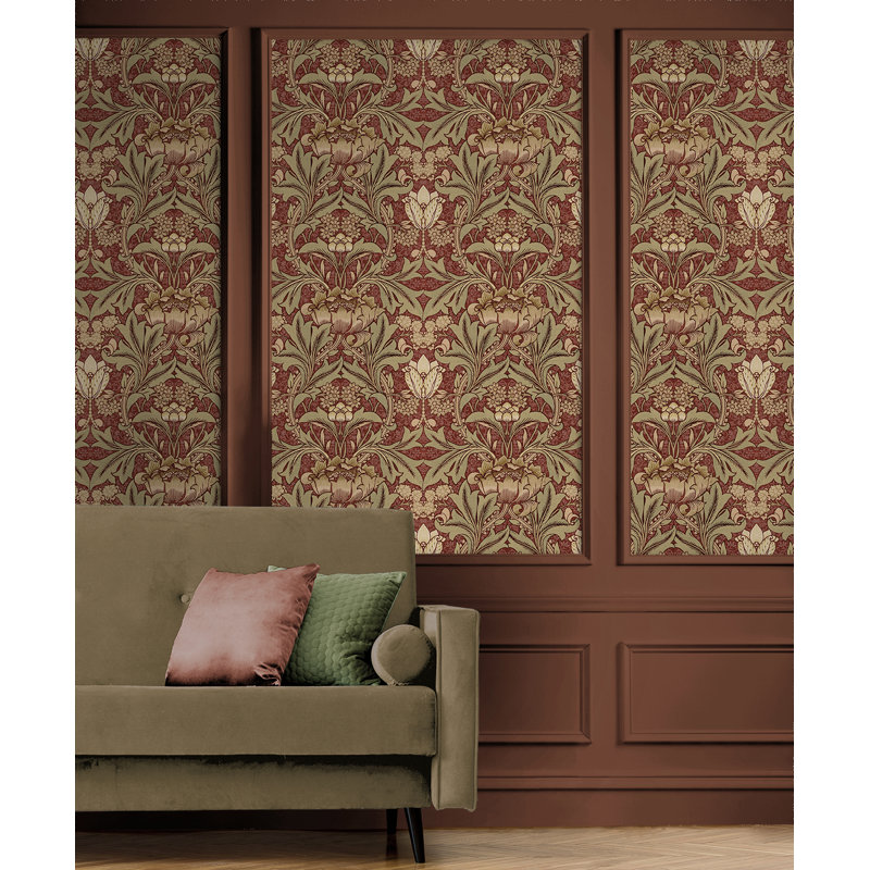 Papier peint floral Nakieshia, Argile rouge / lichen