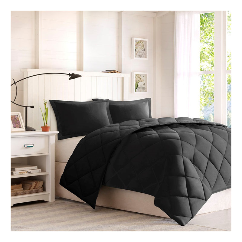 Ensemble d'édredon 3 pièces pour très grand lit avec ensemble de literie en duvet synthétique réversible 3M Scotchgard, hypoallergénique et antimicrobien noir avec 2 taies décoratives