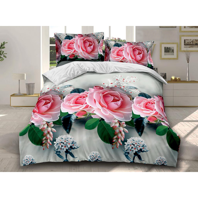 Choe Microfiber Floral Duvet Cover Set with Pillowcases, Kingsize - 2 Standard Pillowcases