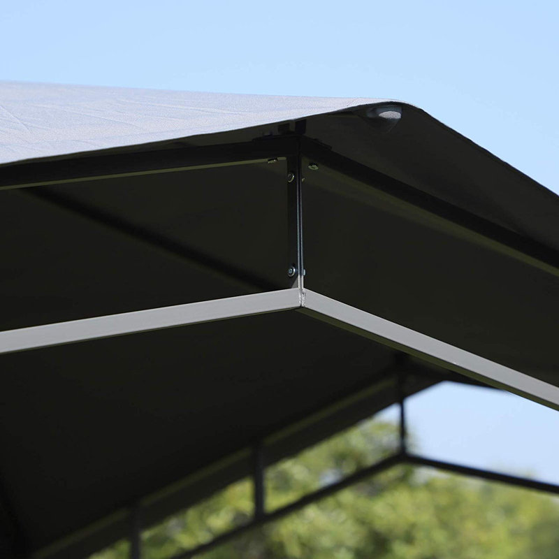 Outsunny 10' x 10' Soft Top Patio Gazebo Outdoor Canopy with Unique Geometric Design Roof, All-Weather Steel Frame, Gray