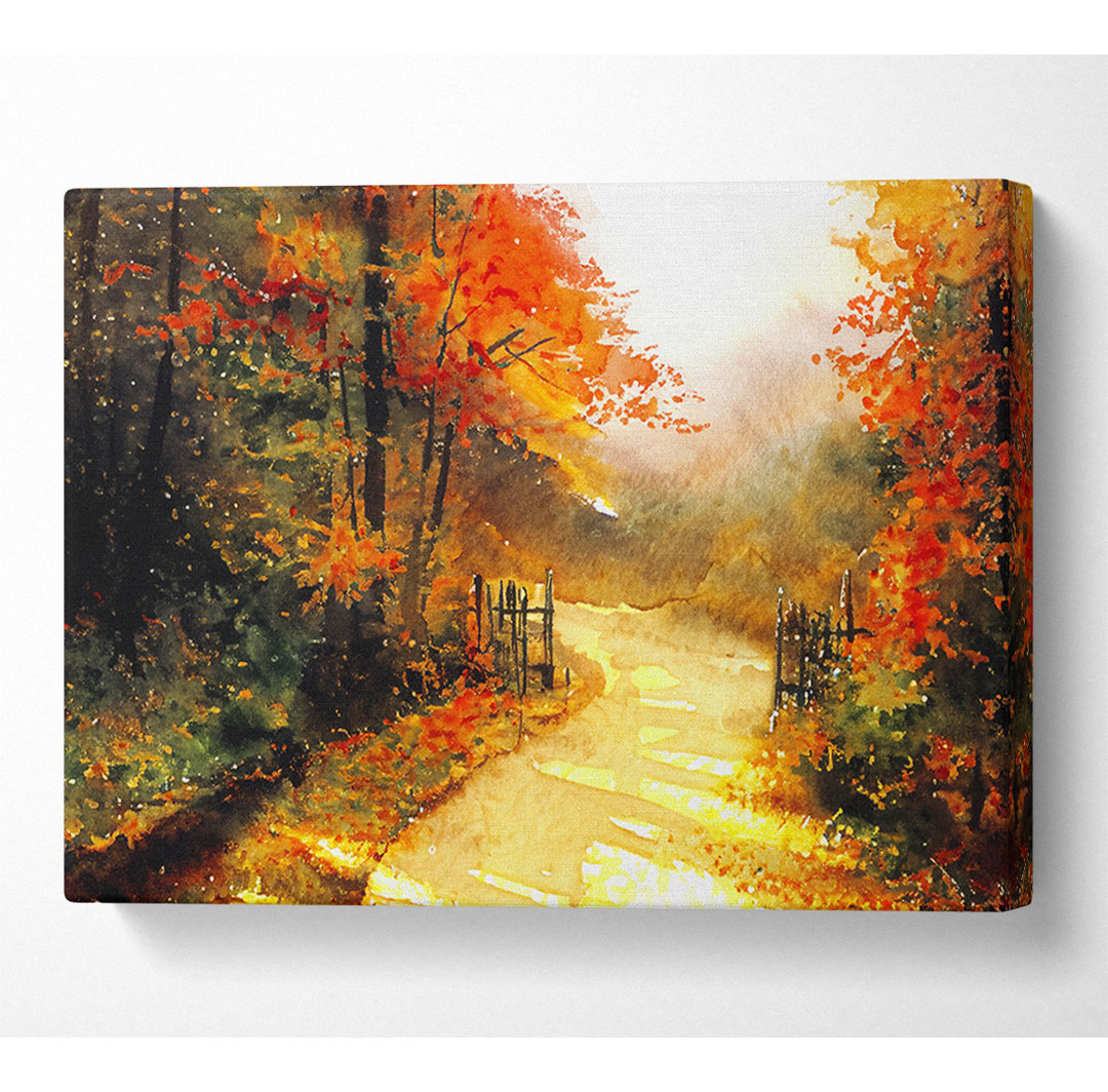 Autumn Lane - Wrapped Canvas Kunstdrucke