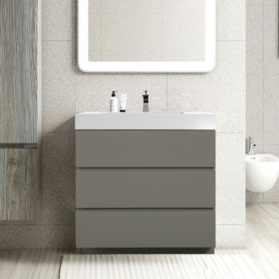 Meuble-lavabo sur pied simple 35,8 po avec plateau en résine Mcauthor