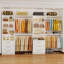Système d'organisation 72 po à 147,29 po avec 6 tiroirs en bois, 8 tablettes et 8 tringles extensibles pour les garde-robes
