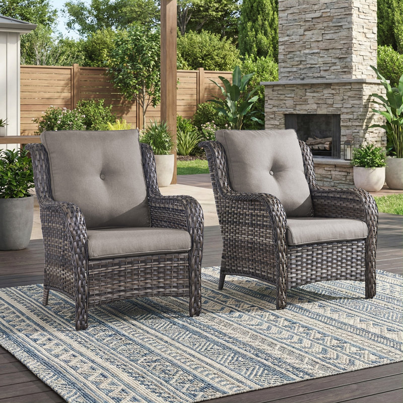 Chaise de patio avec coussins Carolina, Gris, Gris