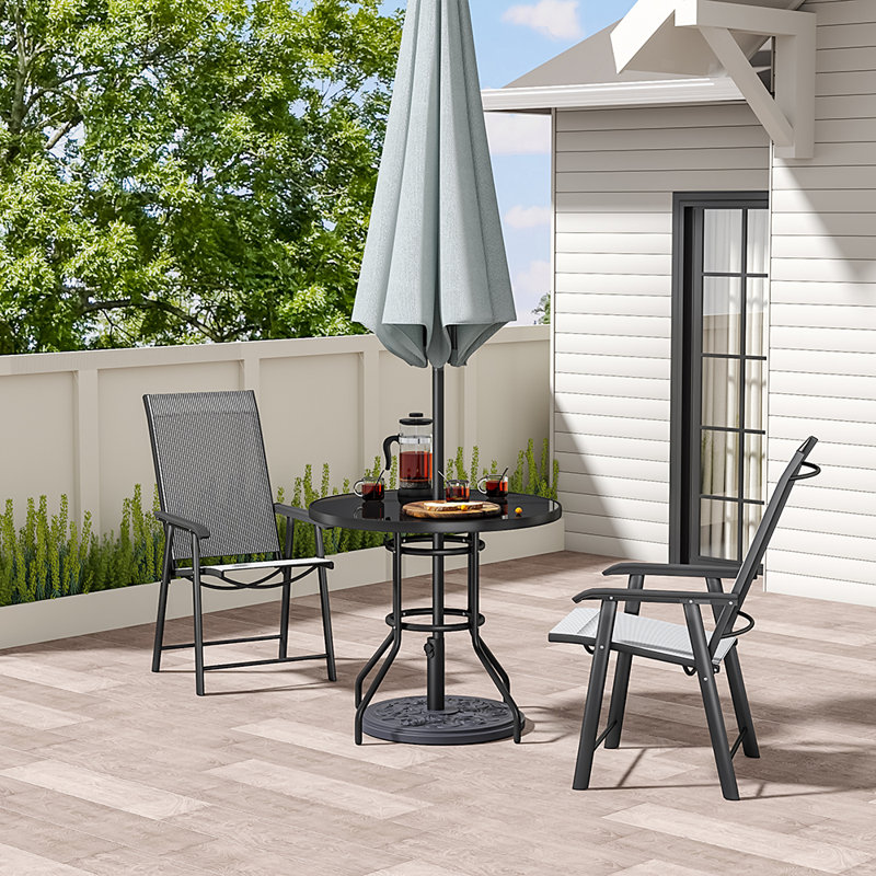 Dauda 2 - Person Patio Dining Set with, Black