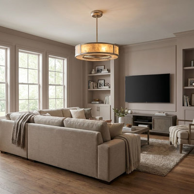 Maris 26" 6-Light Fandelier in Silver Dust with Remote Control