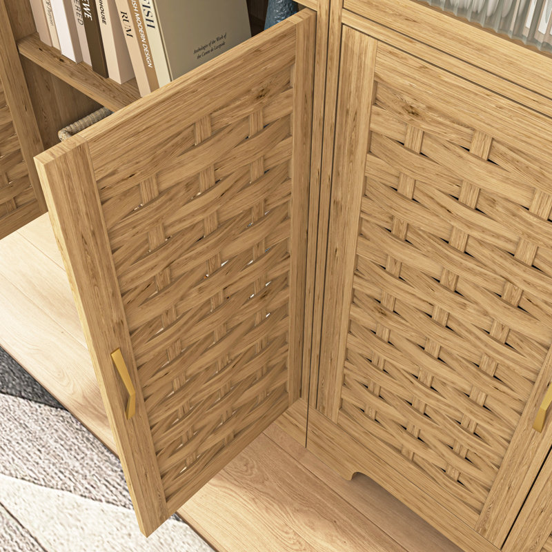 Coffee Bar Cabinet, Modern Farmhouse Buffet Sideboard  with Drawer and Adjustable Shelf