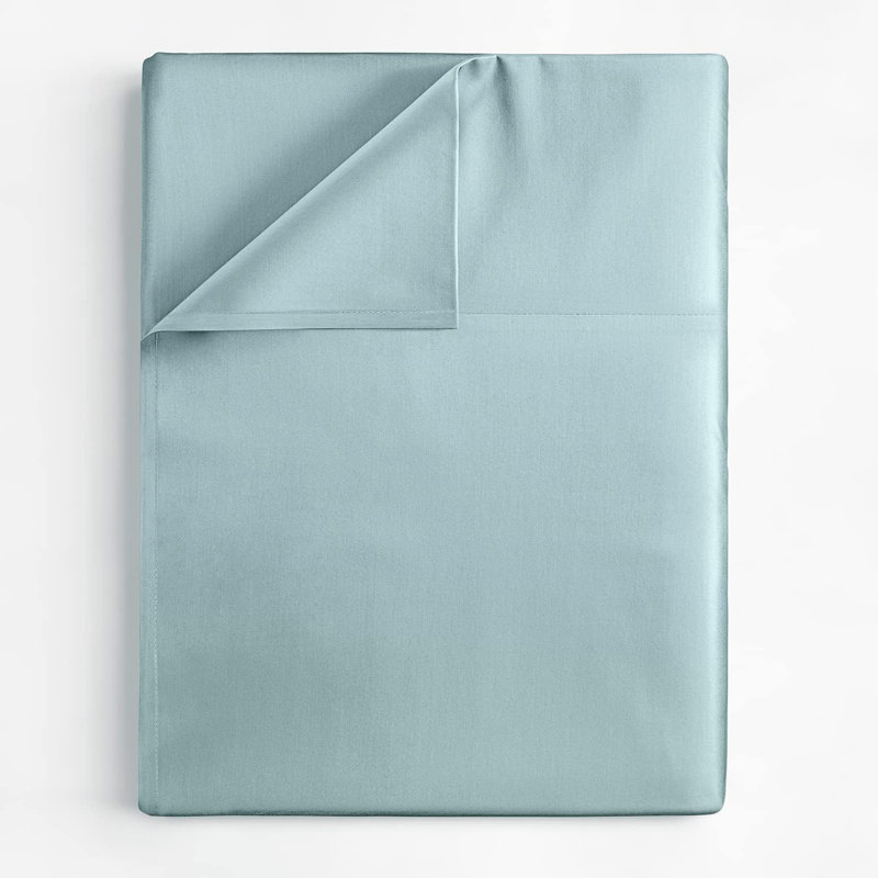 Drap en coton 400 fils - Drap rafraîchissant, respirant et doux, Lit double, Bleu clair