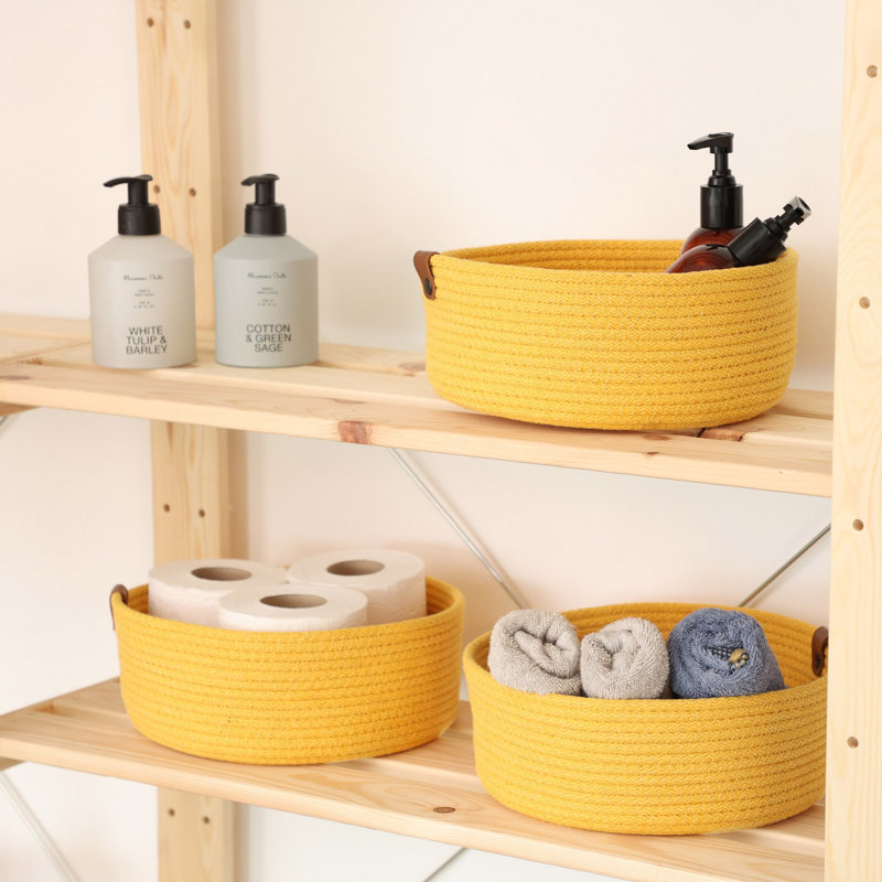 Ebern Designs Cotton Decorative Basket, Yellow