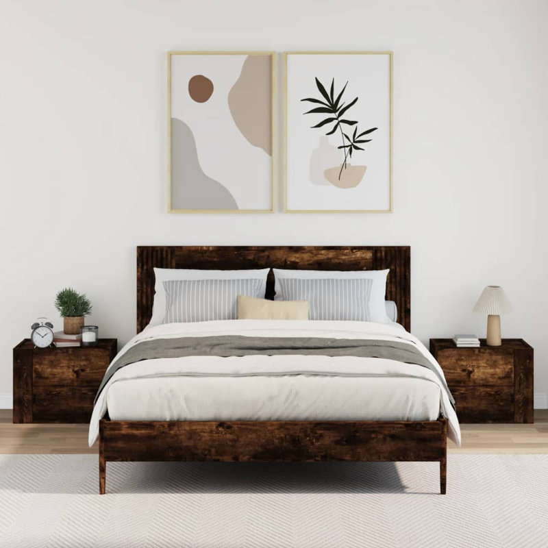 Ameerat 45 cm W Bedside Table, Smoked Oak