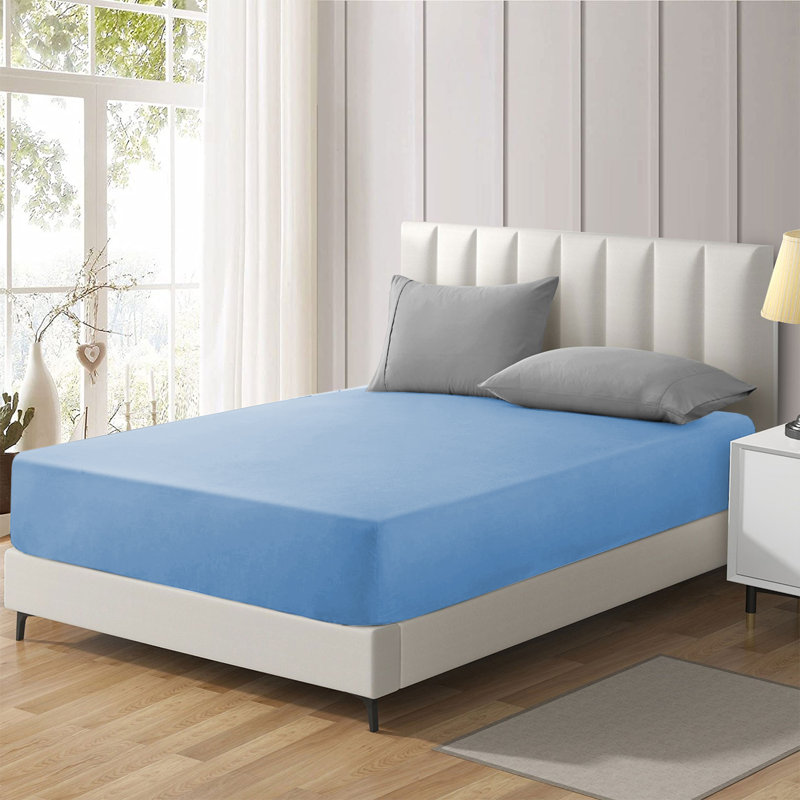 Brushed Microfiber 40cm Deep Fitted Bed Sheet, Single (3'), Light Blue