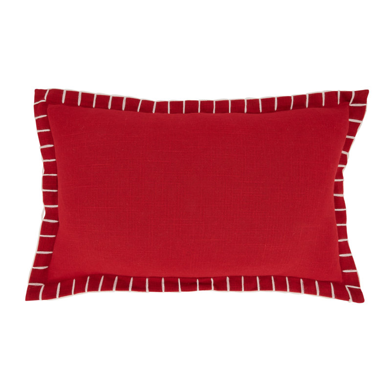 Persephone Collection Cotton Throw Pillow, Down Blend, Red