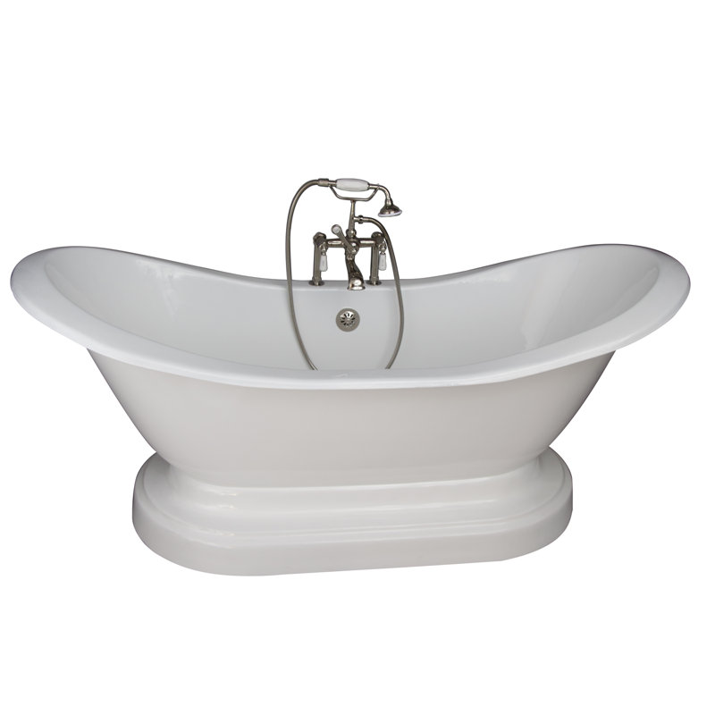 72'' x 30'' Soaking Cast Iron Bathtub, Polished Nickel