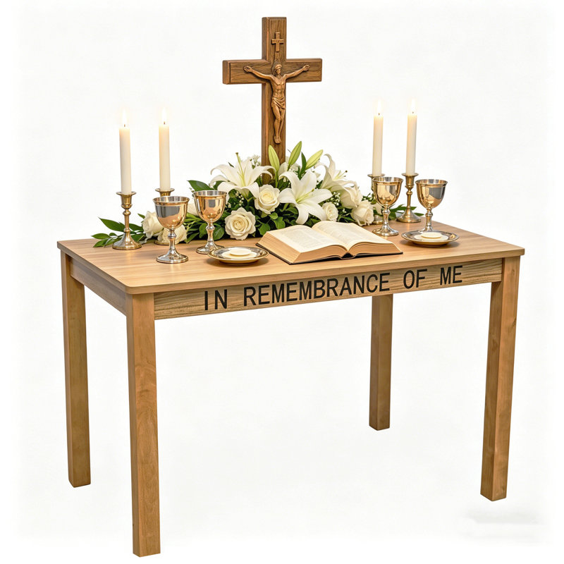 45 X 28 X 29" Wood Church Holy Communion Table Easy Assemble Video 11464-NEW