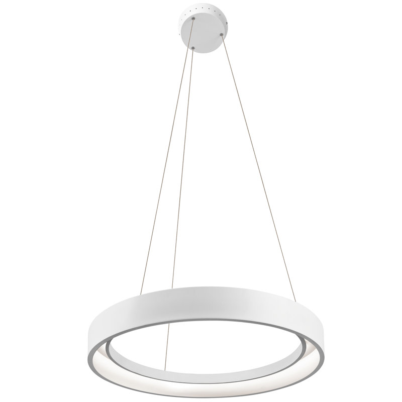 1 - Light LED Unique/Statement Pendant, 2.75" H x 23.5" W x 23.5" D, Sand Textured White