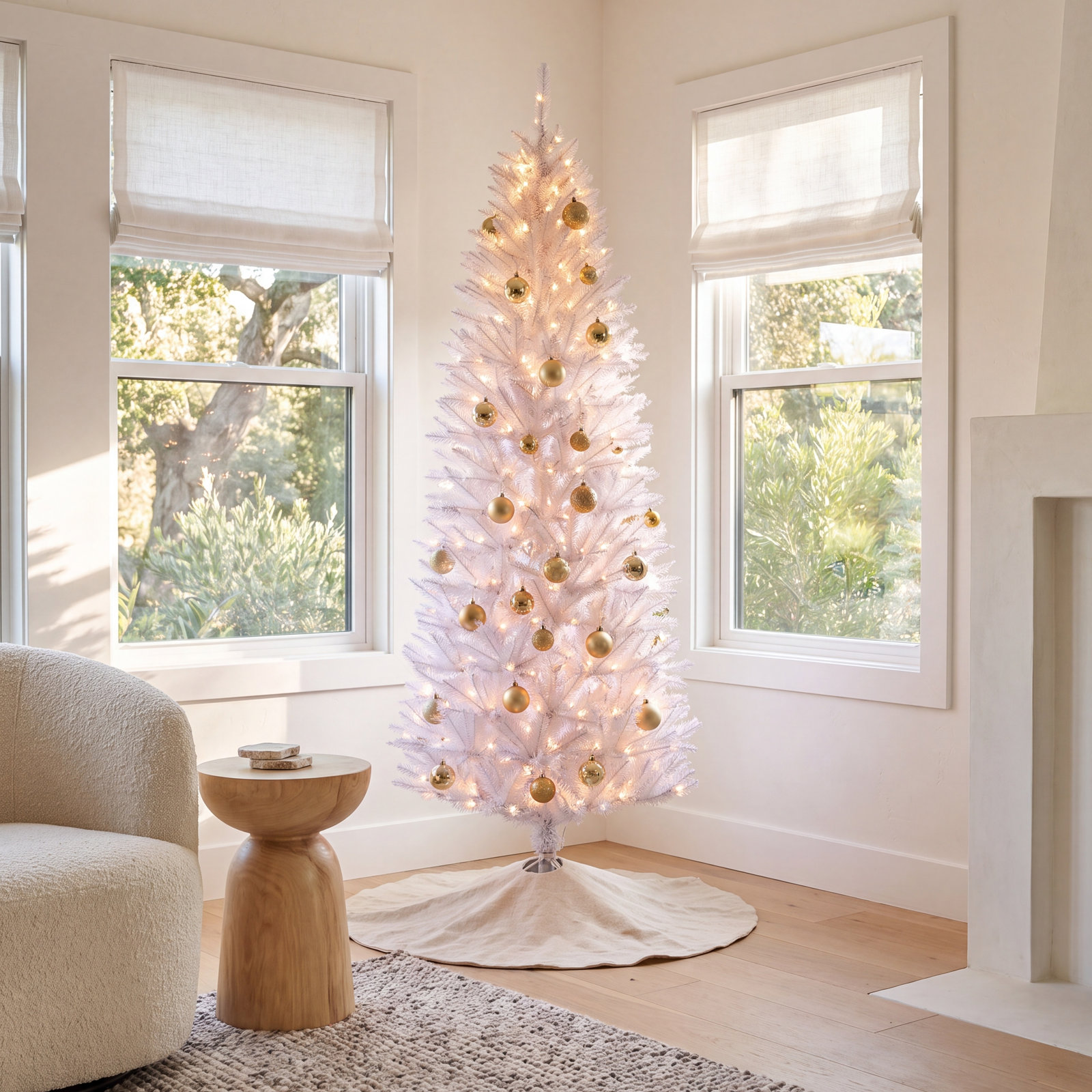 Hattaway Lighted Artificial Christmas Tree, 7.5' H