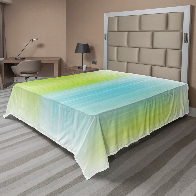Ambesonne Top Flat Sheet Royal, Full Flat Sheet, Green Blue Ombre 2