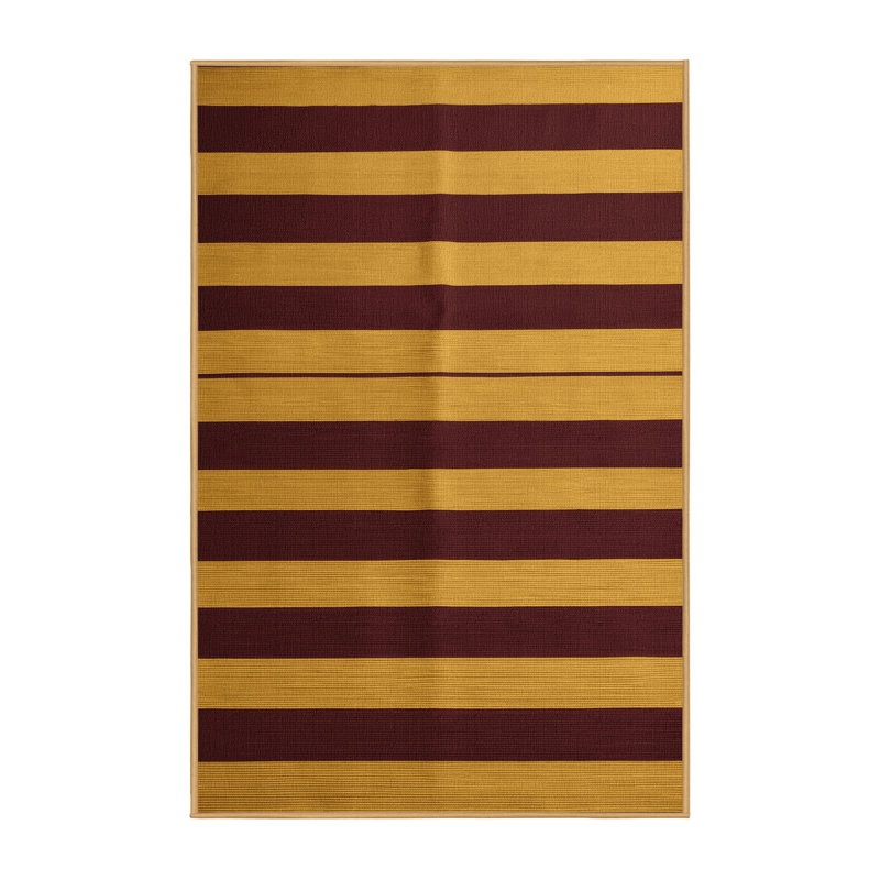 Tapis brun à rayures horizontales lavable à la machine, Rectangle 2 pi x 3 pi