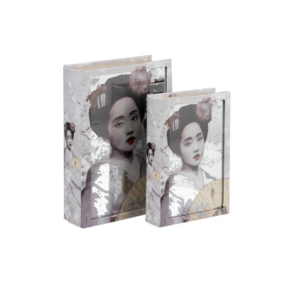 Mirror Set 2 Book Boxes 21x7x30 / 16x5x24 Cm