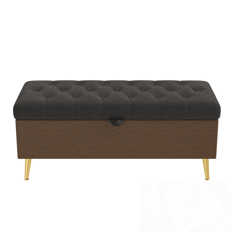 Banc Boucle avec rangement rabattable et siège capitonné, Gris