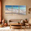 Plage, plage, vagues, sable, océan, ciel, horizon, coucher de soleil, calme, ensemble de 3 impressions sur toile-263182494