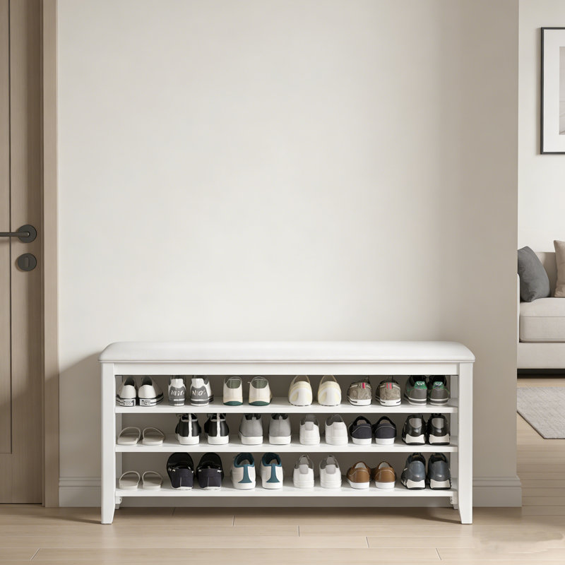 Banc d'entrée pour chaussures avec tablettes réglables, 20.6" H x 47.2" W x 11.8" D