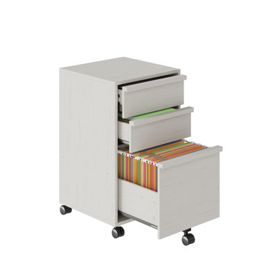 3-Drawer Rolling File Cabinet with Locking Wheels - Mobile Wood Under Desk Printer Stand for Home Office, White