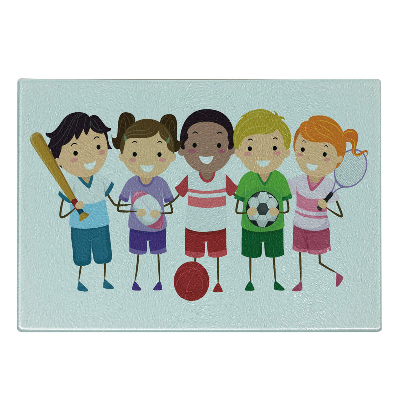 Multicolore planche à découper en verre trempé Ambesonne Sports