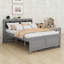 Lit plateforme double avec tête de lit, USB, lit gigogne simple et 3 tiroirs-923693529