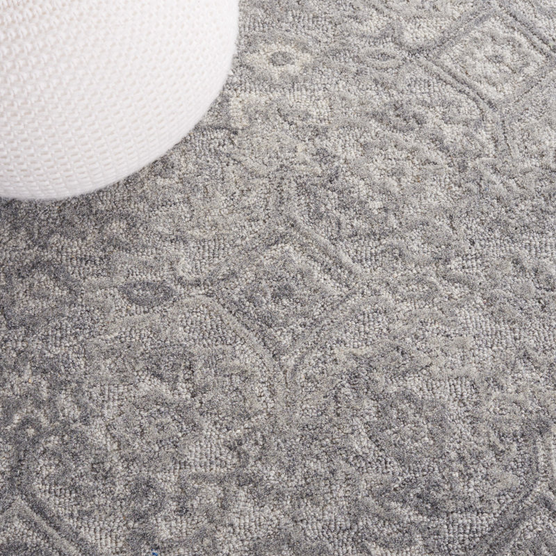 Marnell Geometric Hand Tufted Area Rug in Grey, Rectangle 5' x 8'
