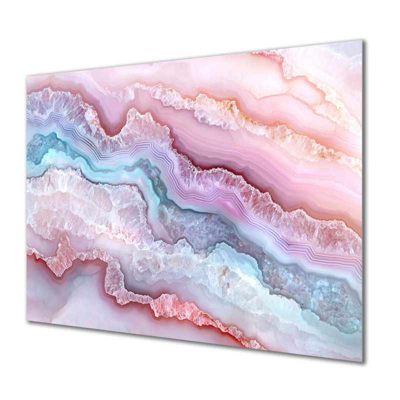 Agate Dream River I - Stone Geode Metal Wall Decor, Traditional Landscapes Metal Print, 12" H x 20" W