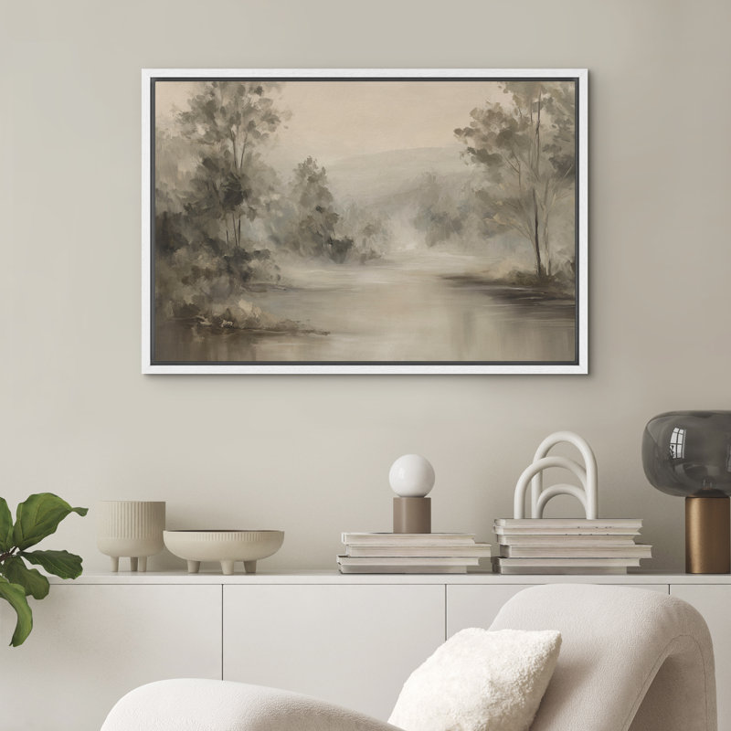 Reproduction d'art sur toile encadrée - paysage rétro, salon, décor de ferme moderne, H 16 po x l 24 po, Blanc