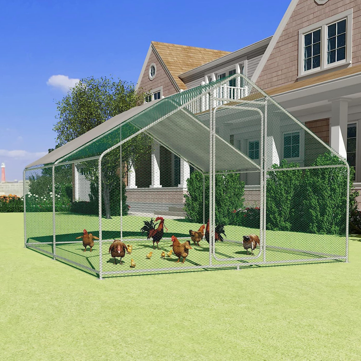 Tucker Murphy Pet™ Gooding Metal Chicken Run Coop, Walkin Poultry Cage