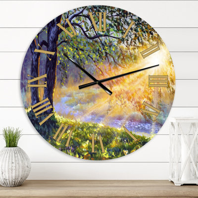 Dawn Sunshine Light By The River - Horloge murale