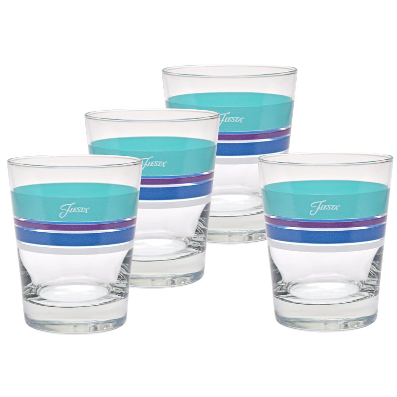 Fiesta® Edgeline 4pc DOF Glass Set, 15 oz., Blue/White/Purple/Teal