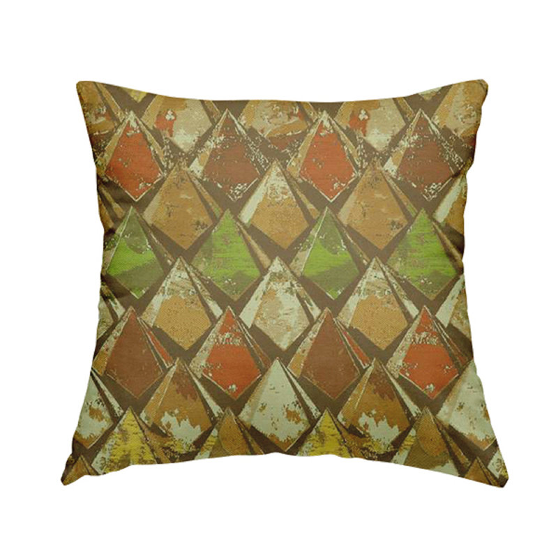 Cielito Geometric Square Cushion, 43cm H x 43cm W x 5cm D, Brown/Green/Orange