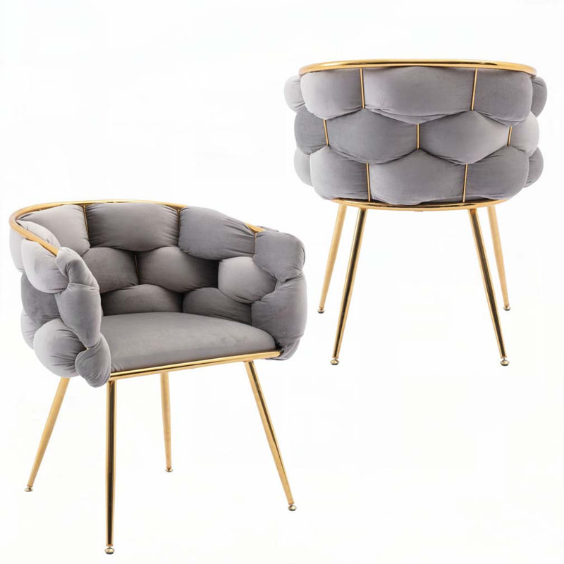 Chaises de salle à manger en velours, Gris
